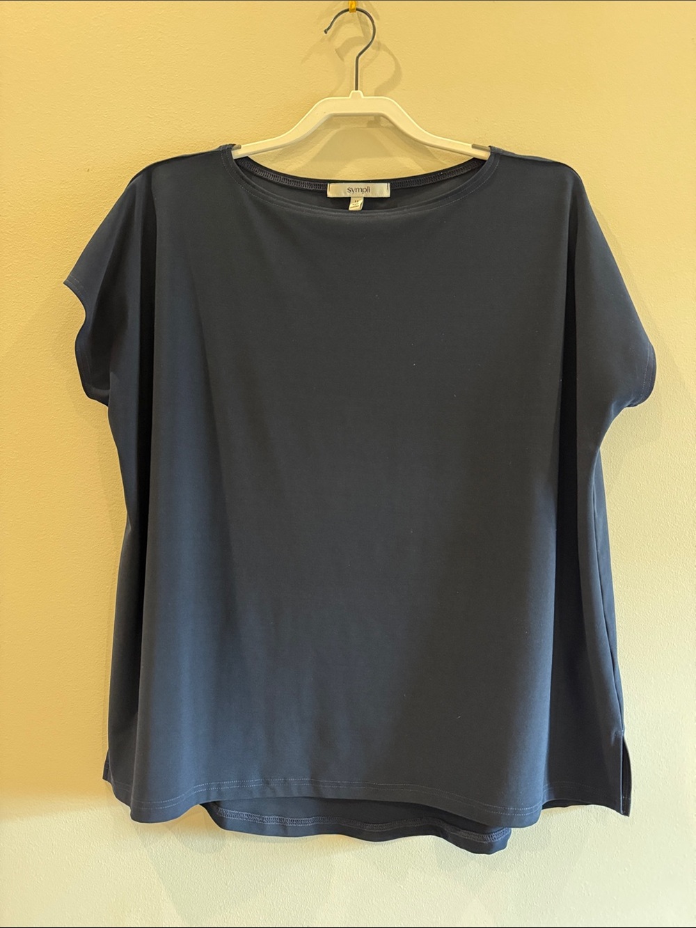 Sympli Navy Short Sleeve Relaxed Boatneck Top